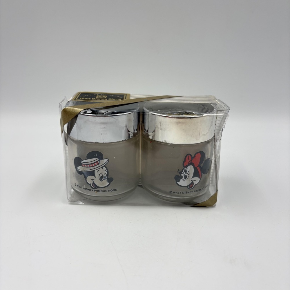 Vintage Disney Mickey Minnie Walt Disney World Gift Of Glass Salt Pepper Shakers